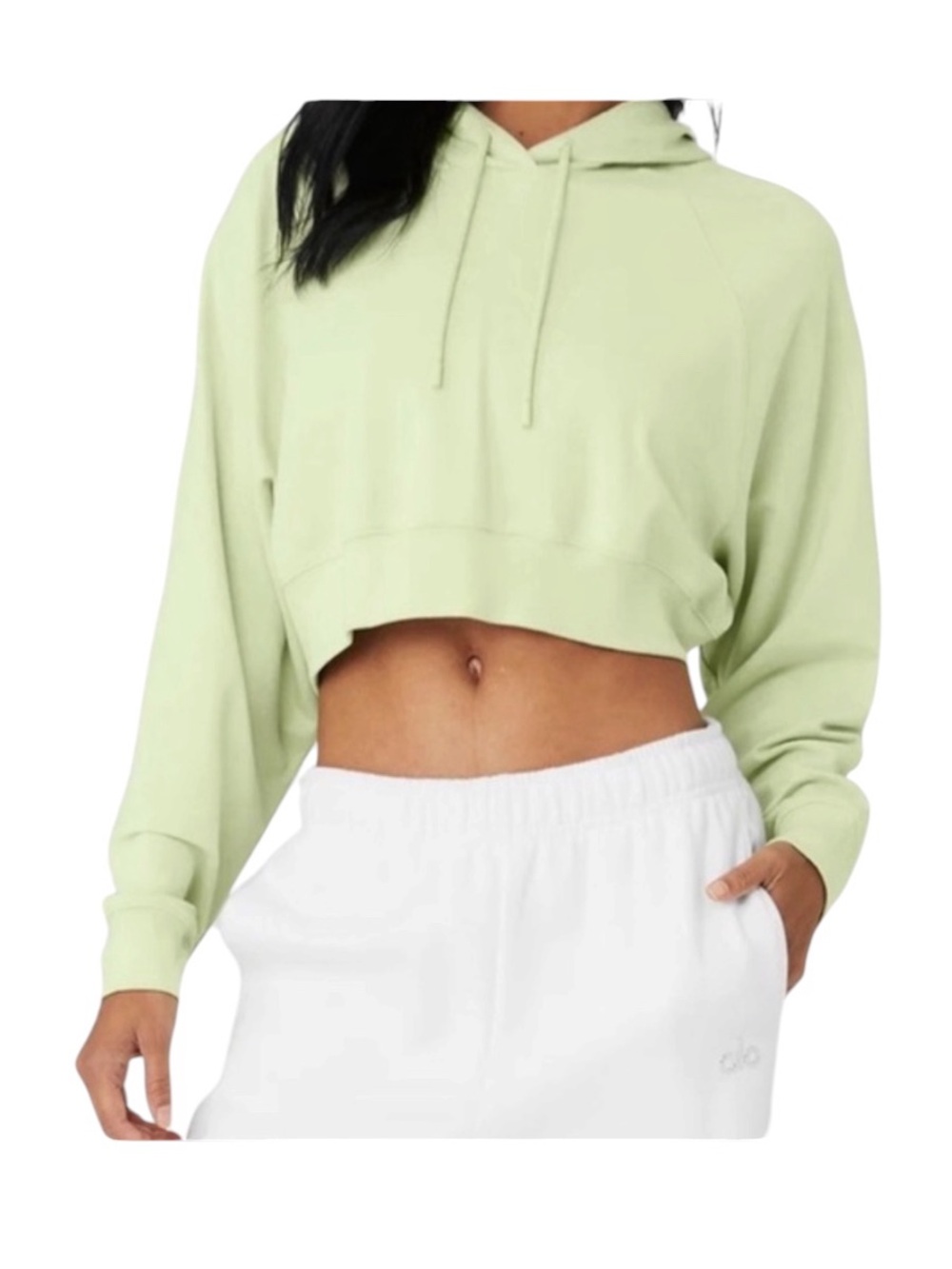 Alo Yoga Cropped Double Take Hoodie Iced Green Tea Womens Small